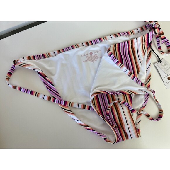 Shade & Shore Women’s Bikini Swim Bottom Striped with ties Size XL 16-18 NWT - Picture 4 of 4